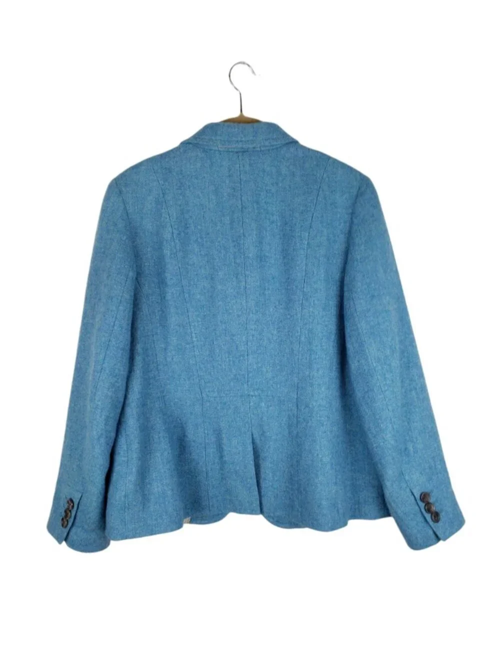 Talbots Wool Blend Blazer Aqua Herringbone Tweed Ivy Prep Womens 12P